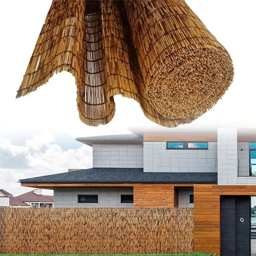 Schilfrohrmatte Für Den Balkon - Natürlicher Sichtschutzzaun - Schilfzaun Rollzaun - Schilfrohrzaun Sichtschutz Dekorativer Zaun(100x500cm(3.3x16.4FT))