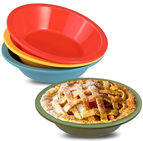Webake 5 Inch Silicone Mini Pie Pans for Baking, Non-stick Small Tart Pan Quiche Baking Dish, BPA-Free Set of 4