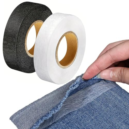 SIRLOMU 2 pezzi, Nastro con orlo da stirare,lavabile e autoadesivo, senza cuciture, termoadesivo forte, per giuntare pantaloni, nastro biadesivo,tende, vestiti