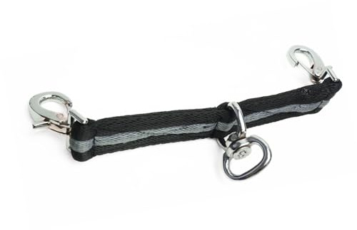 Longierbrille Pferd mit Karabiner - ideal für die Longe für gleichmäßiges Longieren, Gymnastizieren (Schwarz Grau)