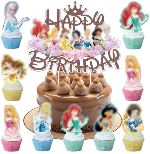 Hangsky 29 piezas princesa decoración para tartas niñas, princesas, decoración de cumpleaños infantil, decoración para tartas, decoración de cumpleaños para niños, decoración de cumpleaños (A)