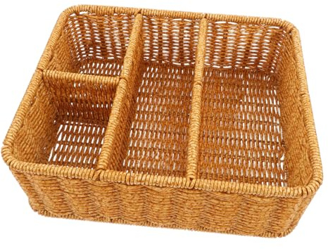 FUNNETOYU Caja De Almacenamiento Tejida Cesta Para Control Remoto Cosméticos y Artículos Diversos Organizador De Escritorio Compartimentos Para Dormitorio y Cocina