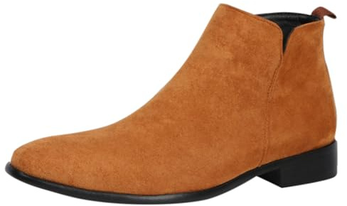 Bottines Chelsea à enfiler en daim pour homme avec doublure douce, talon bas, bottes habillées pour homme, chaussures formelles légères à bout rond, panneau élastique classique, chaussures