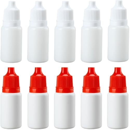 VisageVitalit 10 Pièces Flacon Compte Gouttes, Fiole e Liquide, Goutte a Goutte Bouteille, Bouteilles vides, Bouteilles à Presser, pour appliquer des colles, des encres ou des peintures (10ml)