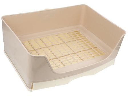 TOYZFRIENDY Large Beige Rabbit Litter Box with Drawer, Pet Potty Tray for Guinea Pig and Chinchilla, Small Animal Toilet Pan for Indoor Use, Bunny Toilet Supply