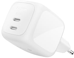 Belkin BoostCharge Pro Laddare för USB-C med 2 portar 67 W, Snabbladdning | Dubbel GaN-väggladdare för MacBook, iPhone, iPad Pro, Chromebook, Samsung Galaxy, Google Pixel - Vit