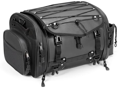 SPVPUPRMNN Motorrad Reisegepäck Hecktaschen Erweiterbare Hecktasche Wasserdichter Gepäckträger Kofferraum Rücksitztasche Packtasche Motorrad Satteltaschen(24-32L)