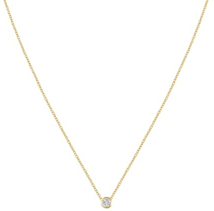 FACOKO Kreisanhänger-Halskette für Damen, minimalistische Kreis-Halskette aus 14 Karat vergoldetem Material mit Zirkonia, Goldschmuck für Frauen