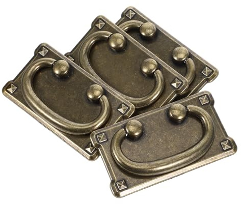 Kisangel Maniglie per Mobili in Ottone Vintage 4 Pezzi, Manopole Quadrate in Lega di Zinco per Cassetti, Armadi e Guardaroba Stile Classico Cinese, Ferramenta Decorativa per Mobili