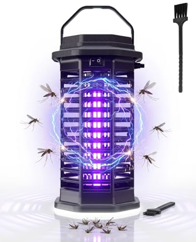 Lampe Anti Moustique Exterieur et Interieur 4200V, Piège Électrique 15W pour Été, Élimination des Mouches et Insectes Volants, Anti Moucherons Intérieur, Tueur d'Insectes pour Maison, Jardin