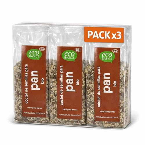 Pack 3x Mezcla de Semillas para Pan EcoBasics Bio 250 g | 3 Bolsas de 250 g (Total 750 g) | Mix de Semillas Ecológicas | Ideal para Pan, Ensaladas y Recetas