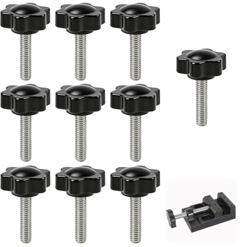 10PCS Vis Moletées M6x25mm à Tête Étoile Plastique Résistant, Boutons de Serrage avec Filetage Métallique pour Machines, Équipements Mécaniques, Industriels, Électroniques et Décoration Meubles ﻿