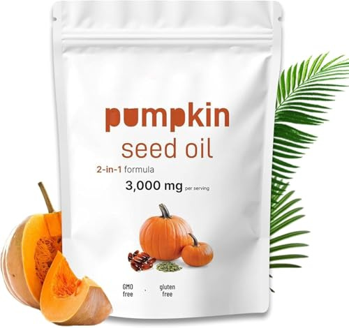 Capsule di olio di semi di zucca, per il supporto della salute dei capelli, non OGM | Senza glutine, per uomini e donne