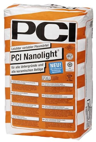 PCI NANOLIGHT Flexmörtel 15 kg zum Verlegen aller keramischen Beläge - hohe Ergiebigkeit - wenig Staub - sehr emissionsarm