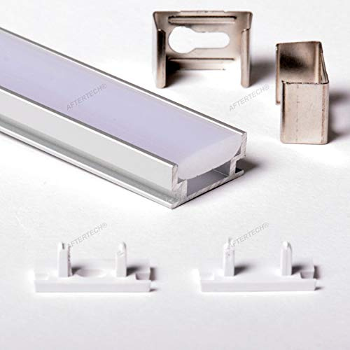Aftertech® 3m 3m 1908 19x8mm WANDERBARES ALUMINIUMPROFIL FÜR LED STRIP STRIP BAR 3m + MATT COVER