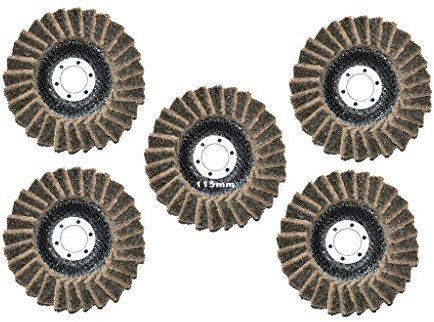 5 Stück 115mm Polierfächerscheibe Grob/Coarse Vlies Polierscheibe, 22.23mm, Polier Scheibe.