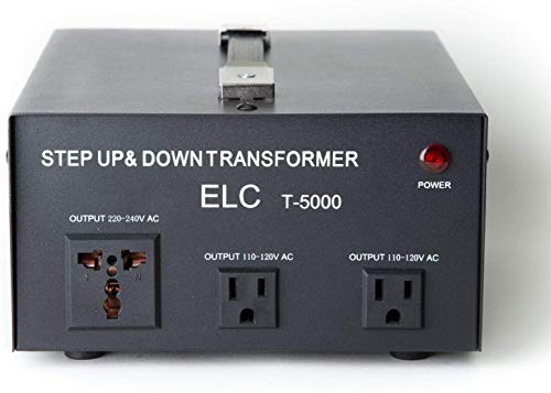 ELC T-5000+ 5000-Watt Voltage Converter Transformer - Step Up/Down - 110V/220V - Circuit Breaker Protection Heavy Duty [3-Years Warranty]