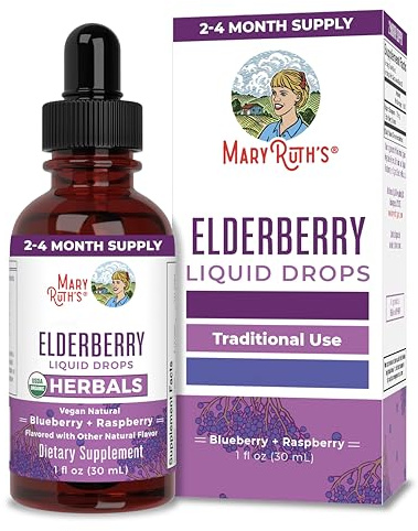 MARYRUTH'S Elderberry Liquid Drops for Adults & Kids | Immune Support | Antioxidant | Overall Wellness | Elder Berry Extract | USDA Organic | Sugar Free | Vegan | Non-GMO | Gluten Free | 1 Fl Oz