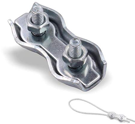 10x DUPLEX Seilklemmen - Drahtseilklemme mit 2x M4 Sicherungsmuttern, NG3 für Seile von Ø2,0mm bis Ø3,0mm, Stahl | verzinkt