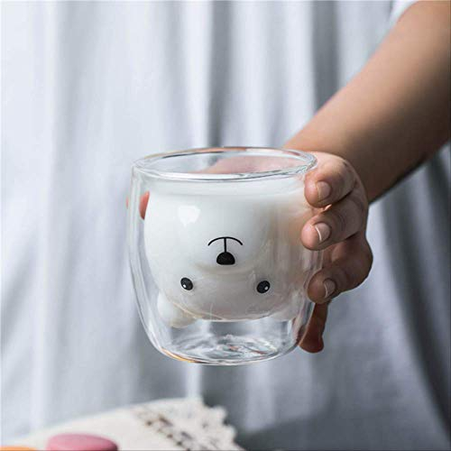 BAJIE Coffee Cupcreative Transparente Doppelwände Glas Cartoon Bär Katze Ente Kaffeebecher Milch Saft Süße Tasse Senden Freundin Geschenk Katze Pfote Tasse 250Ml A.