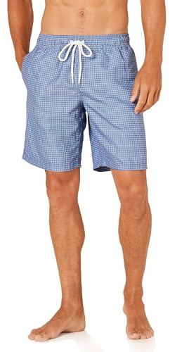 Amazon Essentials Traje de baño para Hombre, Secado rápido, 9 Pulgadas, Azul, Estampado geométrico, Talla XXL