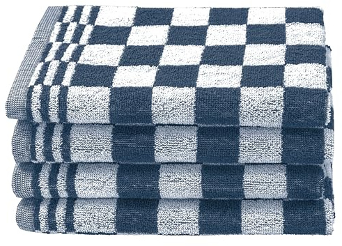 ZOLLNER Juego de 4 paños de Cocina de algodón en 50x50 cm - paños de Cocina Muy absorbentes y Resistentes - Lavables hasta 60°C - en Azul a Cuadros - Calidad hostelería - Certificado Oeko Tex