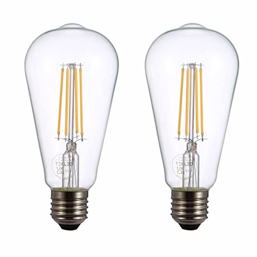 TEKLED LED Filament Style ST64 Bulbs E27 Dimmable 6.5W 60W Equiv 2700K 2 Pack Warm White