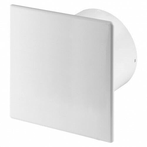 Bathroom Extractor Fan 100mm with Modern White Square Front Panel/Duct Ventilator (Timer and Humidity Sensor) Timer and Humidity Sensor