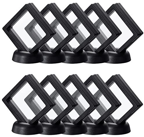 Uceoo - Marco flotante en 3D, 10 unidades, 3,5 x 3,5 x 0,8 pulgadas, 90 x 90 x 20 mm, soporte para monedas flotante con base para medallones de monedas y joyas