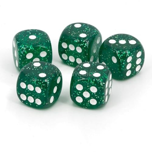 Würfel (16mm W6) in Grün/weiße Punkte - Made in Germany - WeLoveBeads - 5 Stück