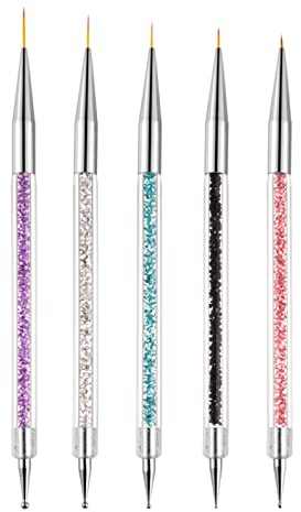 Hanyousheng Nail Art Pinsel, 5 Stück Nageldesign Pinsel, Nail Art Dotting Tools, Nail Art Liner-Pinsel, zum Herstellen von Nagellack, Punktieren, Feinmalerei, DIY