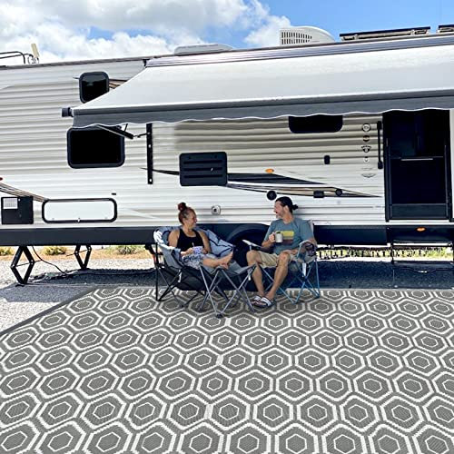 Outdoor Camping-Teppich, Terrasse, Abstand, Kunststoff, Strohteppich, wetterfest, wendbar, große Bodenmatte und Teppich für Outdoor, Wohnmobil, Hinterhof, Deck, Anhänger, Camping (2.7x4.7 m)