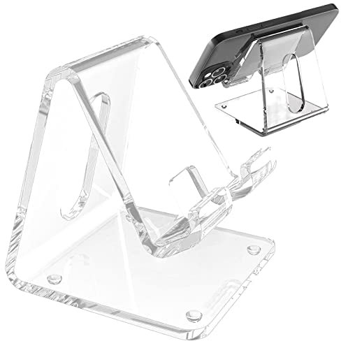 Bexdug 2 Pcs Telefonständer aus Acryl für den Schreibtisch | Tragbarer klarer Telefonhalter für den Schreibtisch | Acryl-Handyständer, Büro-Desktop, Nachttisch, kompatibel mit 4-10-Zoll-Telefonen