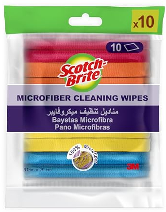 Scotch-Brite Salviette in microfibra – 10 pezzi (31 cm x 29 cm) – per cucina, bagno e casa, adatte per l'uso su pentole e vetro antiaderenti