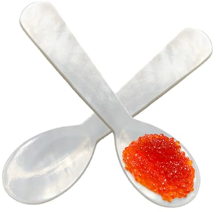 Uinnossvc 2 Stück Mutter Des Perlenlöffels Klassiker Kaviar Löffel Eierlöffel Mutter Der Perle, Kaviarlöffel Kaviarlöffel Mutter Von Perlmutter