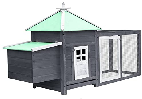 Gecheer Holz-Hühnerstall Hühnerkäfig Abstellraum Nistkastens Kleintierkäfig Mit Kippdach,Hühnerhaus Geflügelstall Kleintier Käfig Hühnervoliere 193 x 68 x 104 cm,Tanne Massivholz