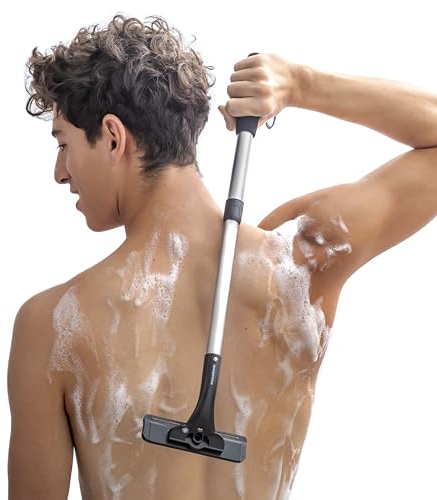 InnovaGoods® Rasoir extensible pour le corps et le dos, rasoir pour le corps avec lames de rasoir de sécurité, rasage humide ou à sec, manche ergonomique en aluminium