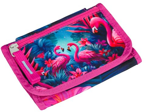 Baagl Brustbeutel Kinder Geldbörse Mädchen Mini Portemonnaie - Flamingos | Ein praktischer Geldbeutel und eine Kleingeld Münzbörse sind als Brustbeutel für Kinder ideal für die Organisation.