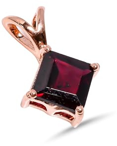 HIMALYA QUARTZ Damen Anhänger 925 Sterling Silber Naturstein Granat Edelstein Quadrat Form Schliffstein Charm Anhänger SP25-111-24-Roségold