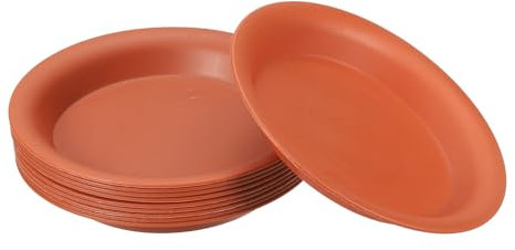 PATIKIL 5 Inch Plant Saucer Tray, 10 Pack Plastic Drip Tray Round Collects Excess Water Flower Pot Drainage Trays for Heavy Indoor Outdoor Pans, Terracotta