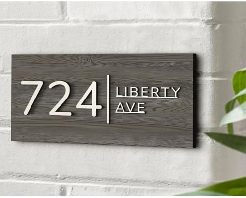 MXN Targhetta con numero civico in legno personalizzato 3D con nome della strada, targa moderna per porta, per esterni, matrimoni, regali di compleanno per casa, 25 x 15 cm