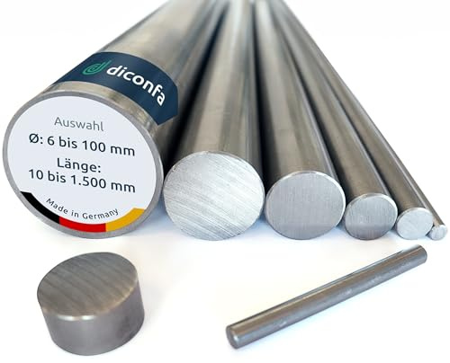 Diconfa Rond S355 J2+C - Ø 20mm x 800mm - Diamètre 10 à 100mm - Longueur 10 à 1000mm - Étiré Acier Clair H9 | ST 52 K - 1.0570 | Arbre de Construction Tige Axe Boulon