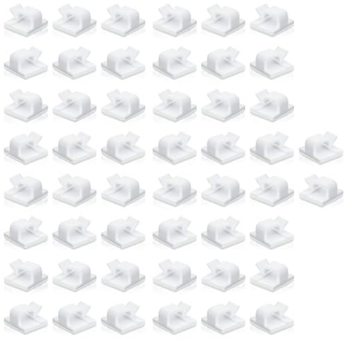 50 Pezzi Fermacavi, Clip per Filo per Luce da Esterno Ganci per Ordinare Cavi Autoadesivi Supporto Organizzatore per Cavi per la Gestione dei Cavi, Decorazioni Natalizie Luce Fata - Bianco