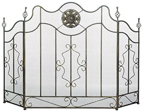ZWDCVFGK Fireplace Screens Iron/Sheet Metal Mesh Victorian Black Fireplace Screen Fireplace Screen Flat Fireplace Screens Decorative