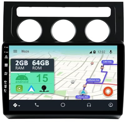 YUNTX [2+64G] Android 15 Autoradio con navi para VW Touran 2003-2010-[Incorporado CarPlay/Android Auto/GPS]-IPS 10.1 Pulgada Pantalla-Dab/Bluetooth 5.0/Control del Volante/MirrorLink