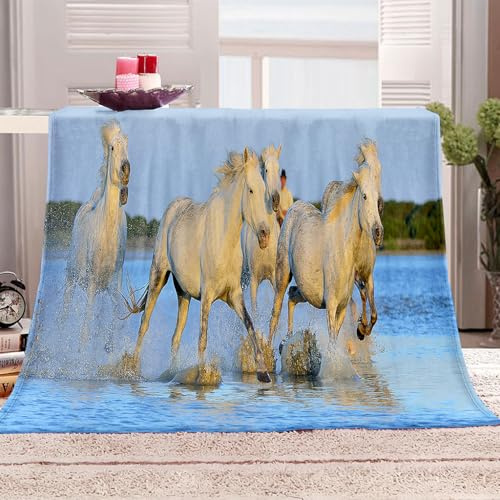 KQYLBM Caballo Mantas De Lana Cobija De Invierno Manta Termica Cama Mantas para Sofa 150 X 200 Cm