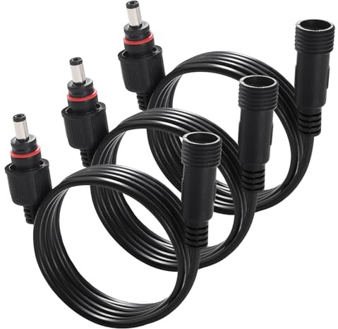 KUOQIY 3 Pezzi 1m 5.5x2.1 mm Filettatura M14 IP67 Impermeabile Cavo di Prolunga DC, 12V 24V DC Cavo Estensione Maschio a Femmina 22AWG, per Luci Solari da Giardino