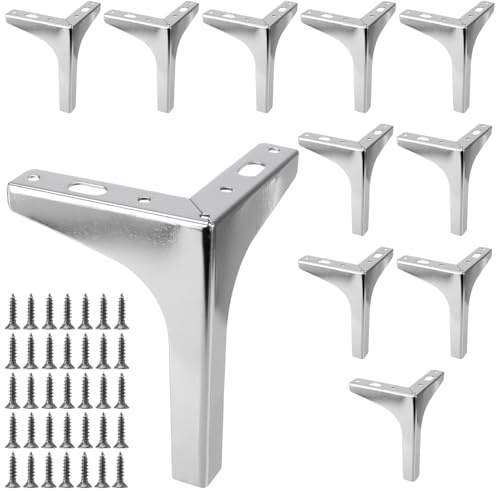 12 PCS Silver Triangle Furniture Leg, 15cm Metal Replacement Furniture Feet