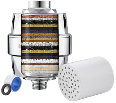 Ibergrif M91010 Filtro doccia per acqua dura, con cartuccia sostituibile per rimuovere cloro e metalli pesanti
