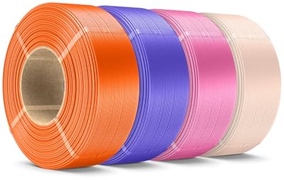 SUNLU Filament PLA+ de recharge 1,75 mm 4 kg, lot de filament PLA Plus pour imprimante 3D, filament PLA sans bobine en rouleau de 1 kg compatible avec les imprimantes Bambu Lab, orange soleil/violet
